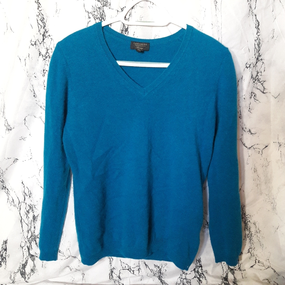 Cashmere Charter Club dark turquoise v neck sweater